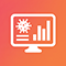 icon of data on a monitor on an orange background