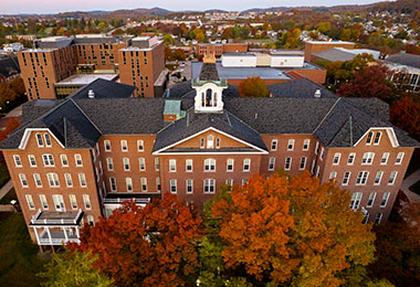 An aerial picture of John Sutton Hall