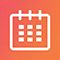 icon of a calendar on an orange background
