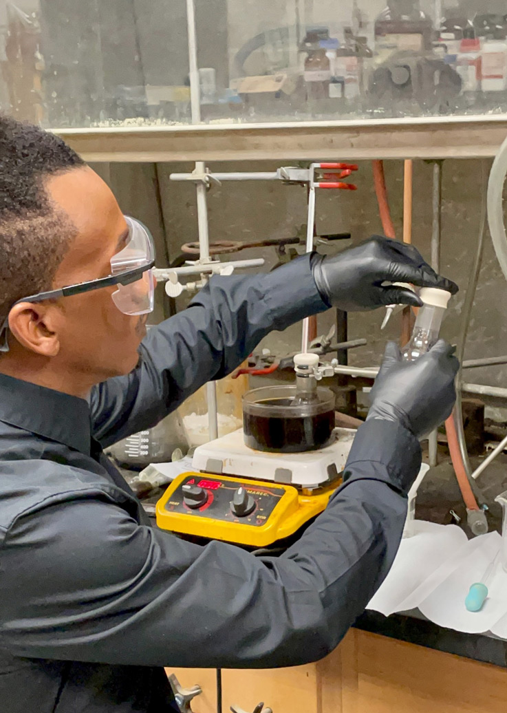 Curtiss Harbin working in the lab
