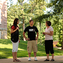 young alumni walking