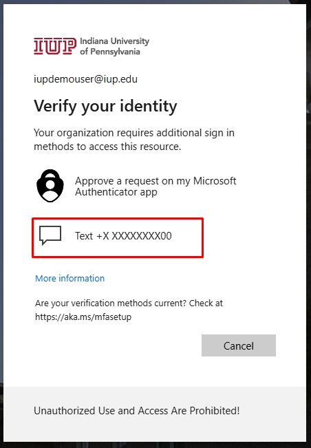 Choose a method to verify your identity