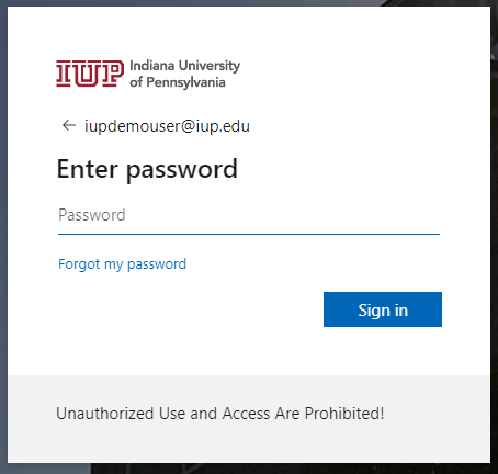 Enter your IUP password