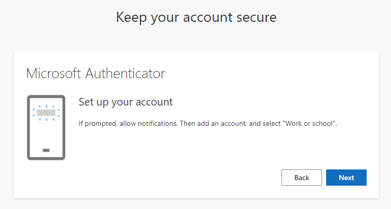 On the "Set up your account" screen, click next. 