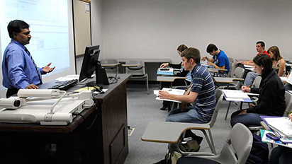 Professor Anantharaman teaching accounting students