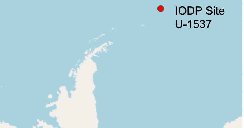 Map showing location of IODP Core U-1537 near Antarctica