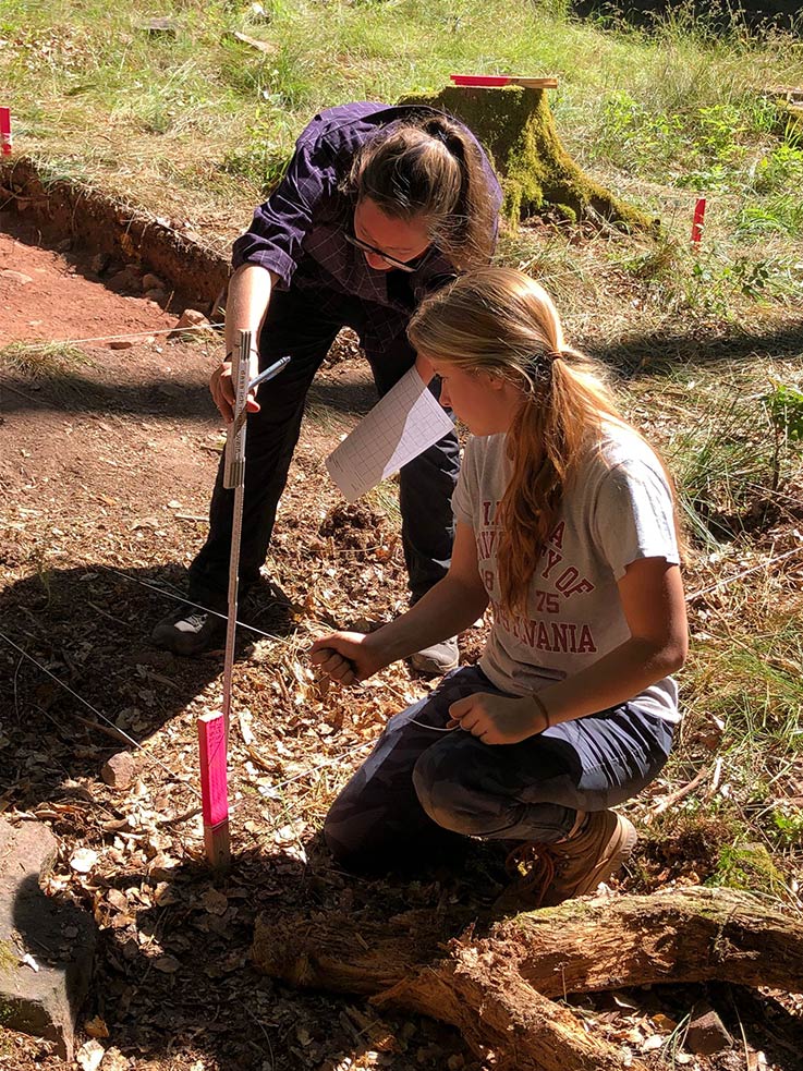 students in field school