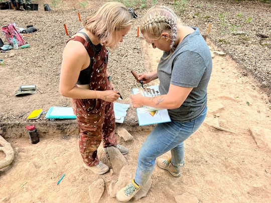 students in field school