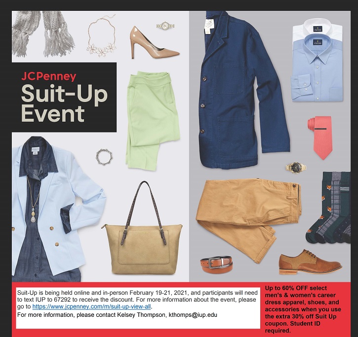 Spring 2021 IUP and JCPenney Suit-Up Event - IUP Career and Professional  Development Center - IUP