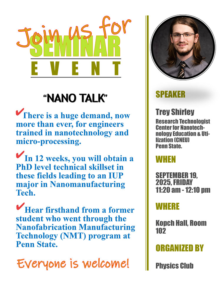 Physics Club to Host First Meeting and Nanotechnology Seminar