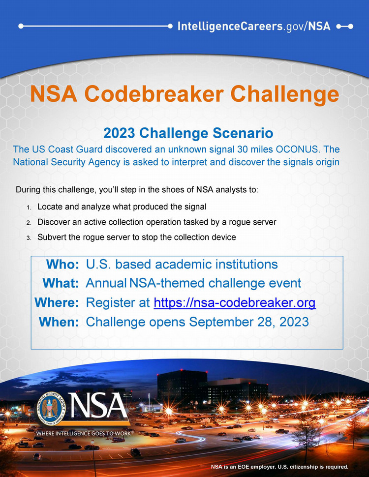 Flyer for the NSA Codebreaker Challenge