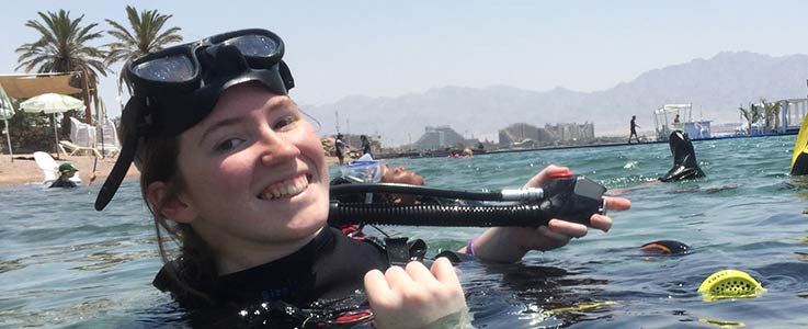 Alyssa Dachowicz swimming in the Red Sea 