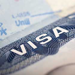 Closeup of part of a travel visa