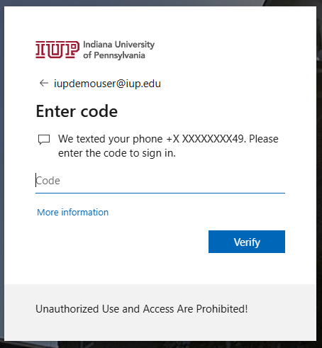 Enter the code you received as a text message