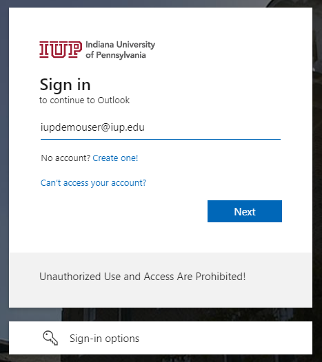 Enter your IUP email address