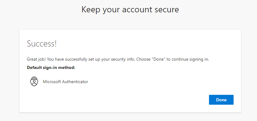 Congratulations! You're ready to use Authenticator. 