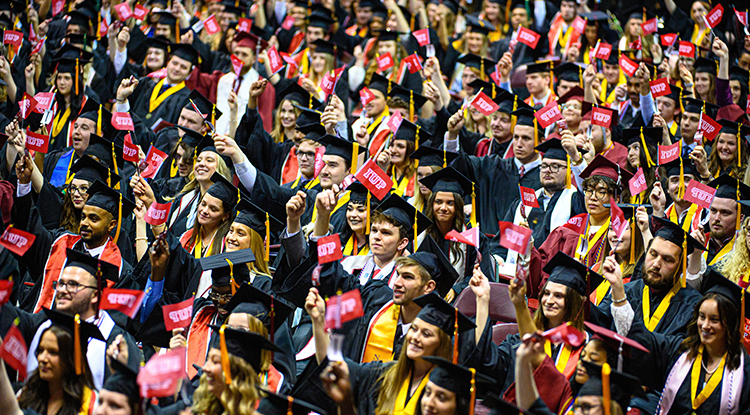 a group of students at commencement