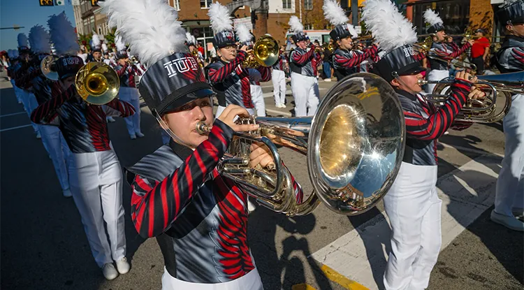 The IUP marching band performing during the 2024 homecoming parade