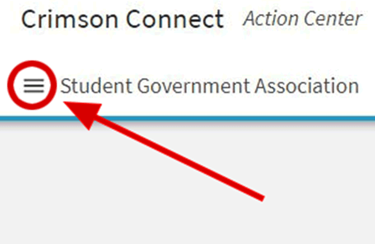 Click the menu icon to the left of the organization name Click the menu icon to the left of the organization name
